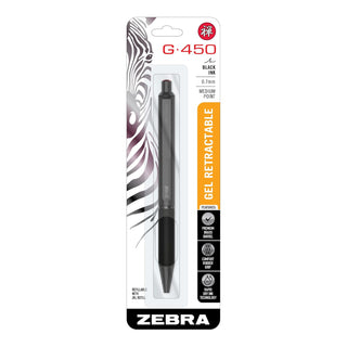 Zebra Pen G-450 Retractable Gel Pen, Black Brass Barrel, Medium Point, 0.7mm, Black Ink, 1-Pack (49511)