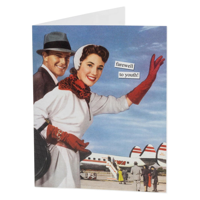 Anne Taintor Birthday Cards Funny Vintage Retro Greeting Card for Her, 4.25" x 5.5", Farewell to Youth