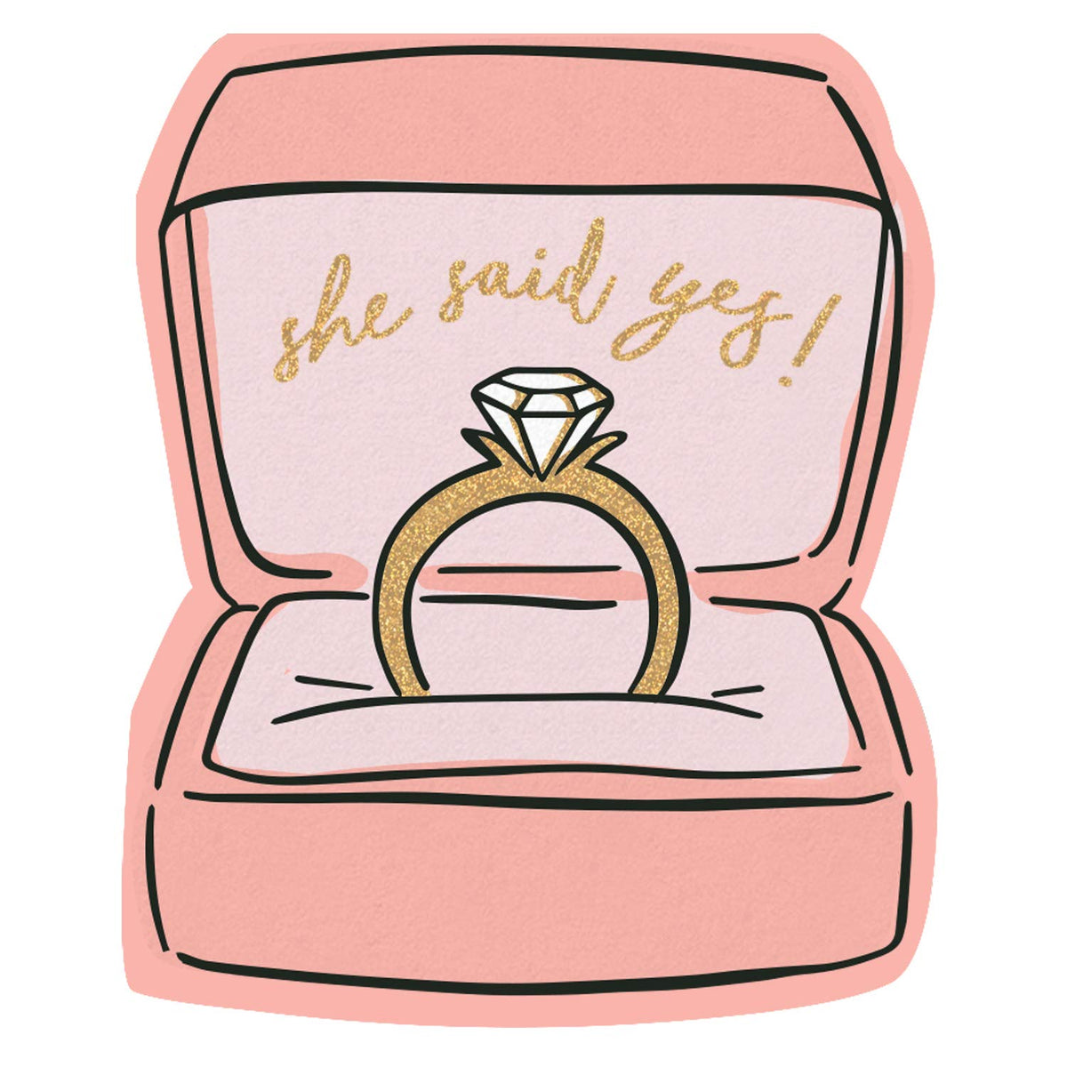 Creative Brands Slant Collections Wedding Die-Cut Cocktail/Beverage Paper Napkins, 20-Count, She Said Yes