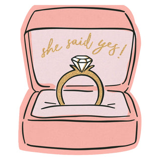 Creative Brands Slant Collections Wedding Die-Cut Cocktail/Beverage Paper Napkins, 20-Count, She Said Yes