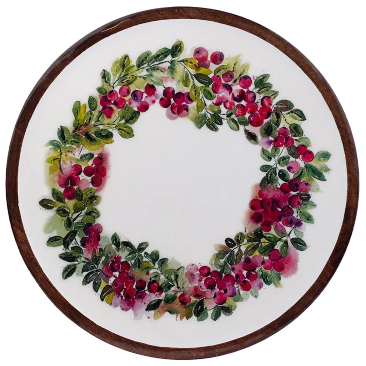 Boston International Dishware Plate, 14", Cranberry Wreath