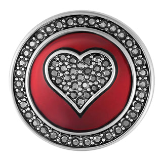 TGB Brands Ginger Snaps Red Enamel/Hematite Heart Charm Accessory | Interchangeable & Adjustable Snap Jewelry Collection | Button Charms for Necklaces Bracelets | Standard Size | SN01-23 | Valentine’s Day Gift
