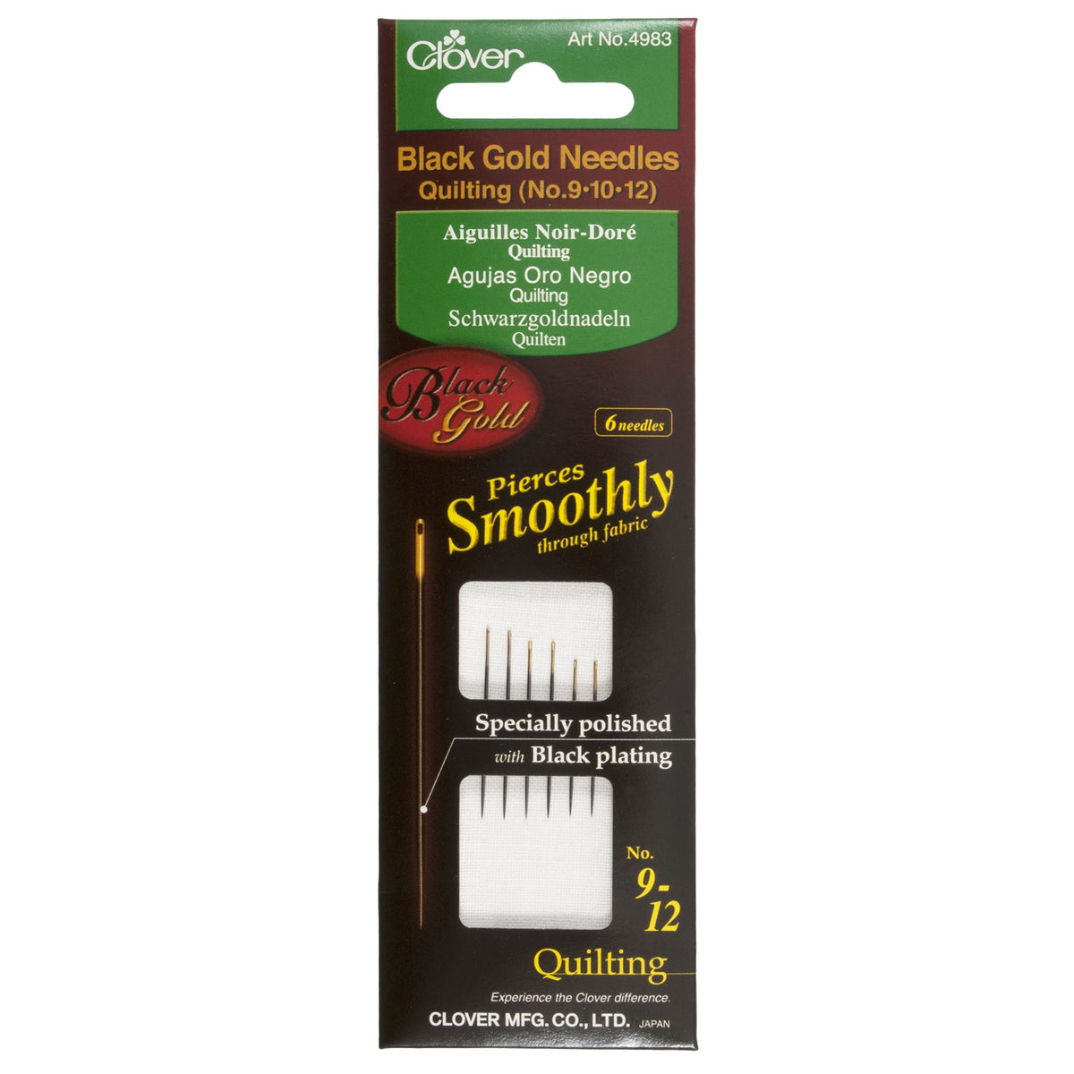 Clover Hand Sewing Needle, assorted, Black/Gold