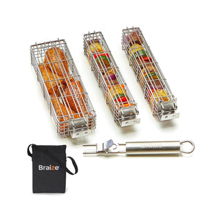 Braize Cooking Container, 3-Piece Set – Bag Included, Chrome
