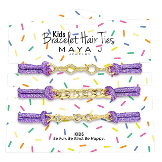 Maya J Hair Tie, 3 Count (Pack of 1), Purple Sparkle - Yellow