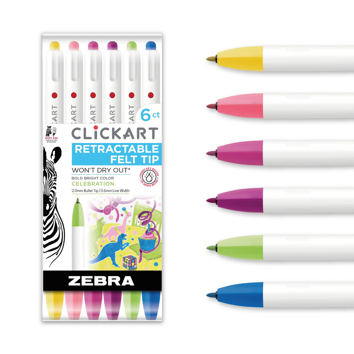 Zebra Pen Marking Pen, 1 Count (Pack of 6), Assorted Celebration A