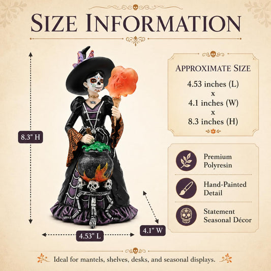 Comfy Hour 8.3 Inch Day of the Dead Witch Figurine, Catrina Decor