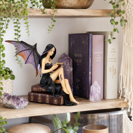 Comfy Hour Fairyland Collection 9 Reading Book Dark Fairy Witch Figurine, Home Decoration And Collectibles, Polyresin
