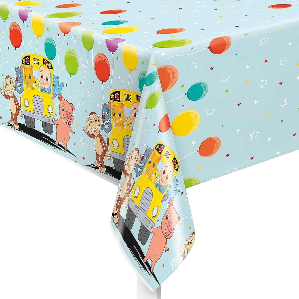 Unique Industries Unique Cocomelon Plastic Tablecover Table Cover, 54" X 84", Multicolor