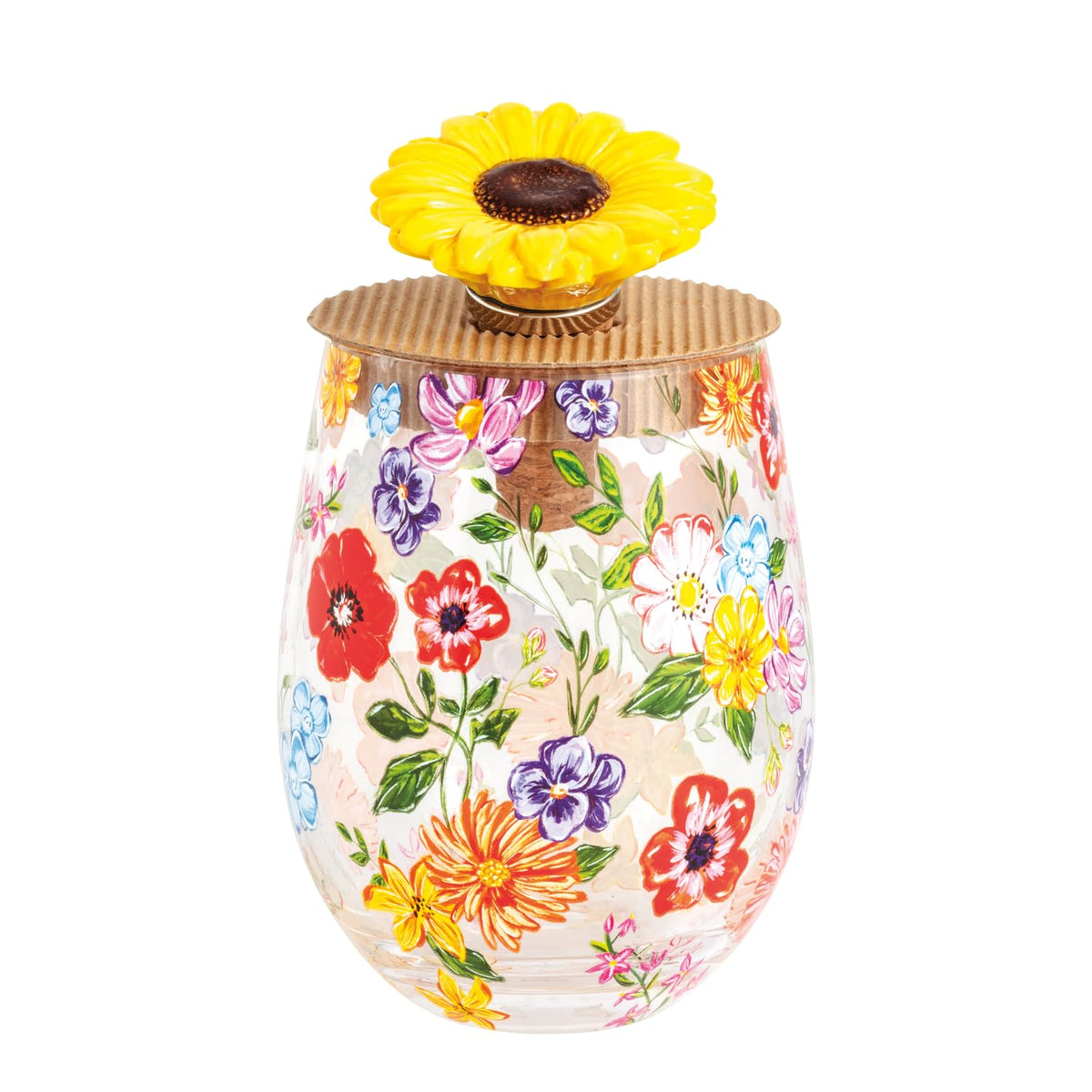 Mud Pie Drinking Cup, glass 20 oz | stopper 3 1/4" x 2 1/2", Yellow