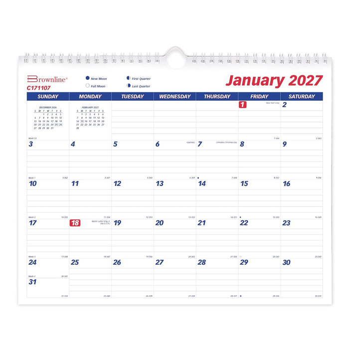 Rediform Calendar, Blue/White
