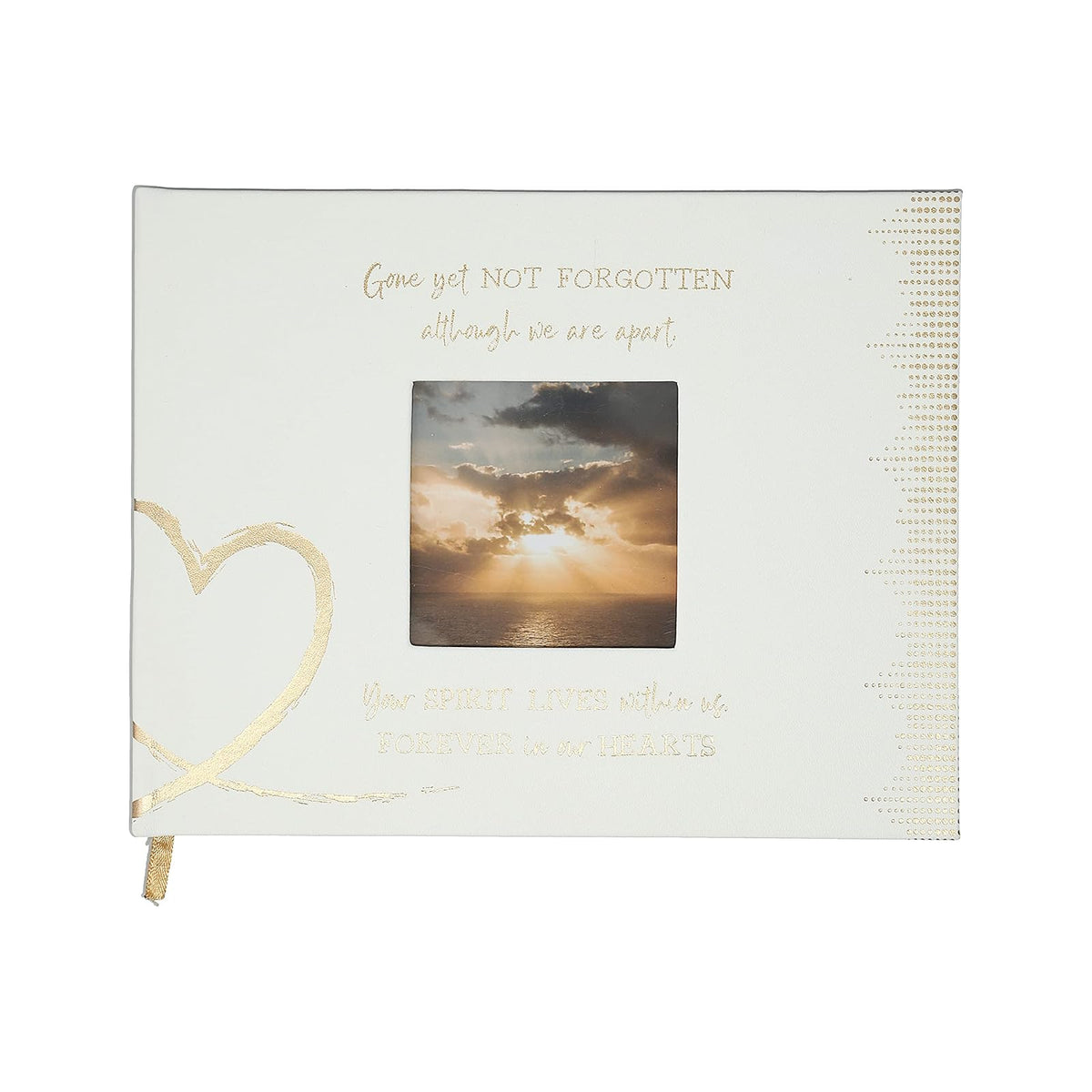 Pavilion Gift Company Gone Yet Not Forgotten Although We are Apart Your Spirit Lives Within Us Forever in Our Hearts 60 Page Memorial Guest Book with Picture Frame, Gold