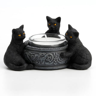 Unicorn Studio Veronese Design 2 Inch Black Cats Candle Tea Light Holder Resin Hand Painted Figurine