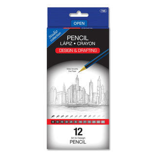 BAZIC Drawing Sketching Pencil Set, 6B 5B 4B 3B 2B B HB F H 2H 4H 6H, Professional Graphite Sketch Kit Pencils for Adults Artists (12/Pack), 1-Pack
