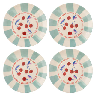 Karma, 8.75 inches Melamine Salad Plates Set of 4, Reusable Dishwasher Safe Plates for Outdoor and Indoor, Cherries