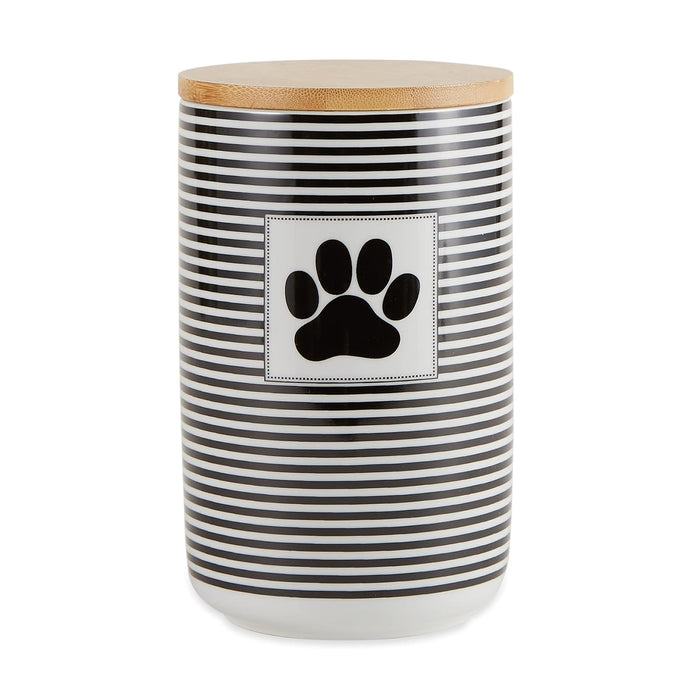 DII Design Bone Dry Paw & Patch Ceramic Pet Collection, Treat Canister, 4x6.5, Black,Treat Canister, 4x6.5,5742