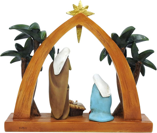 Comfy Hour Faith and Hope Collection Palm Tree and Nativity Scene Figurines, Christmas Holy Family, Stable Set, Polyresin