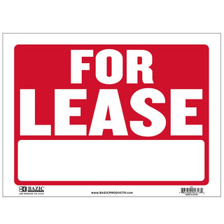 BAZIC For Lease Sign 9"X12", For Rent Rental House Home Apartment Car Auto Store Shops Business Waterproof Indoor Signage, 1-Pack