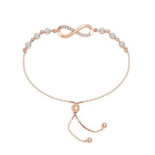 LeCalla Rose Gold-Plated 925 Sterling Silver Italian CZ Infinity Bolo Bracelet for Women Teen