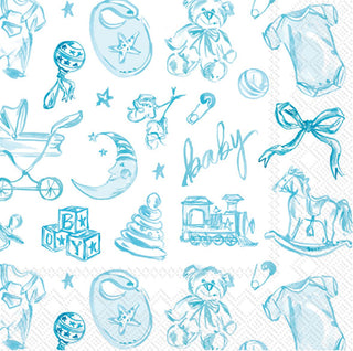 ihr SINCE 1977 Disposable Napkin, 5" x 5", Baby Toile (Blue)