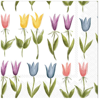 ihr SINCE 1977 Disposable Napkin, 6.5" x 6.5", Tulip Pattern