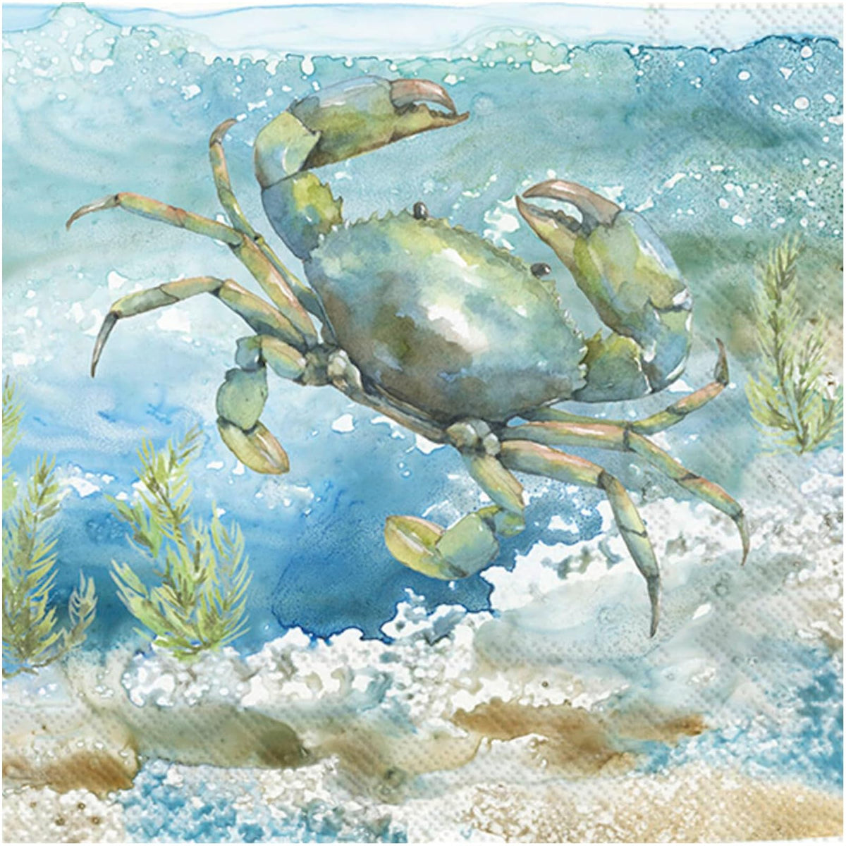 ihr SINCE 1977 Disposable Napkin, 5" x 5", Under Sea Crab