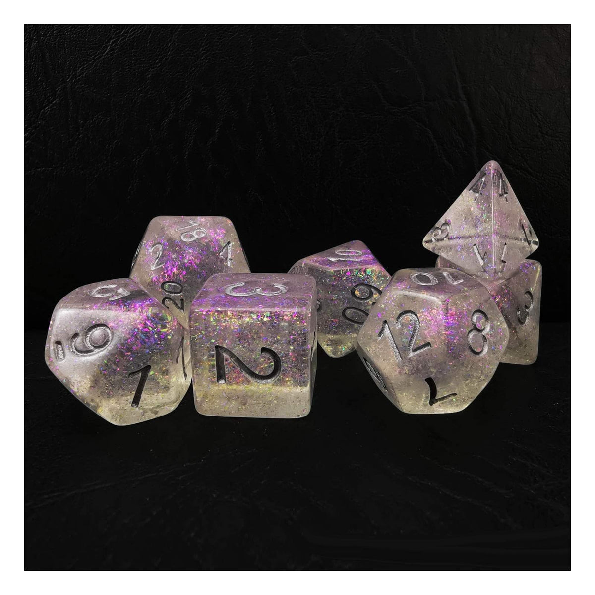 BESCON DICE Game Dice, Shimmery Set of Silver-purple