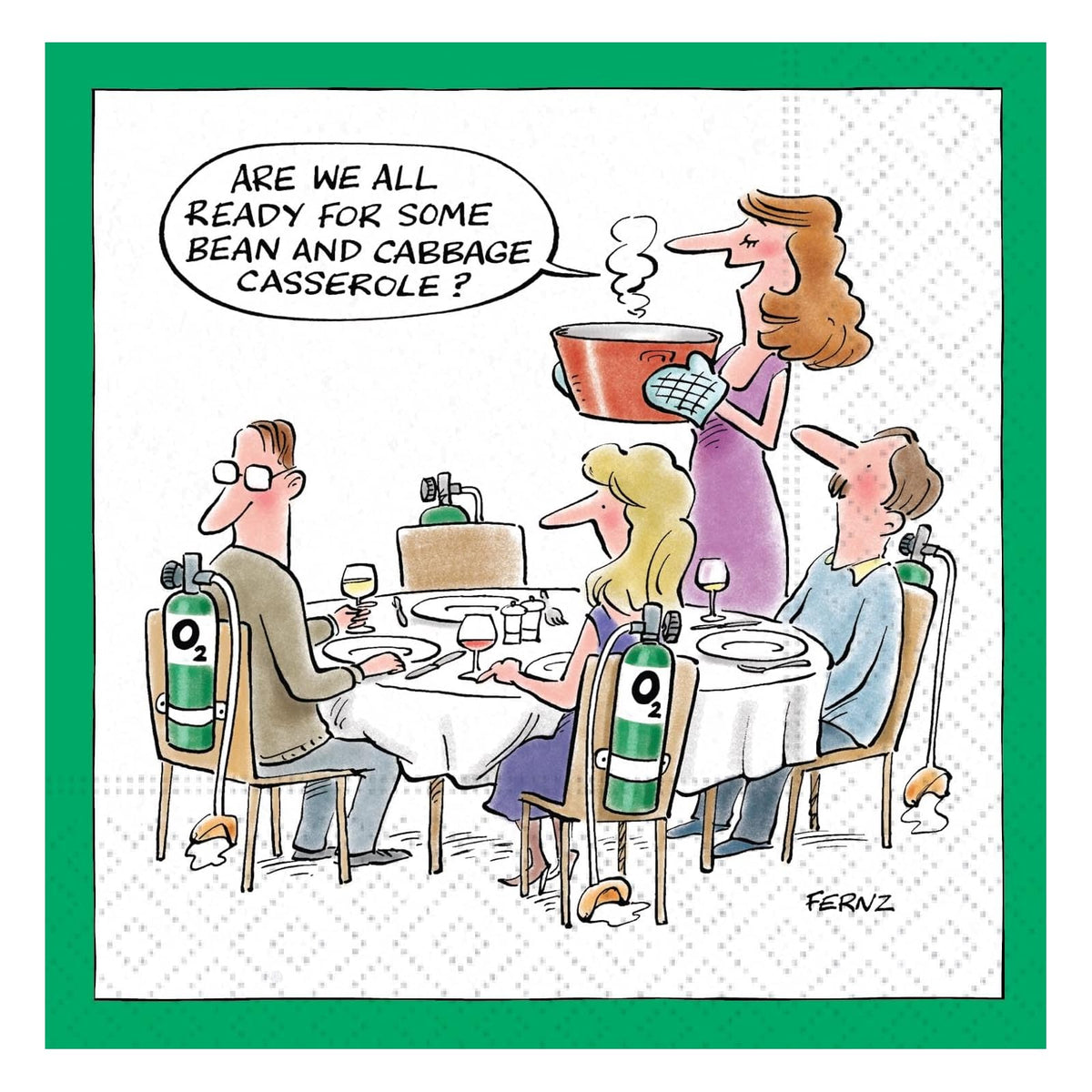 Design Design Disposable Napkin, 5" Square, Oxygen at Dinner