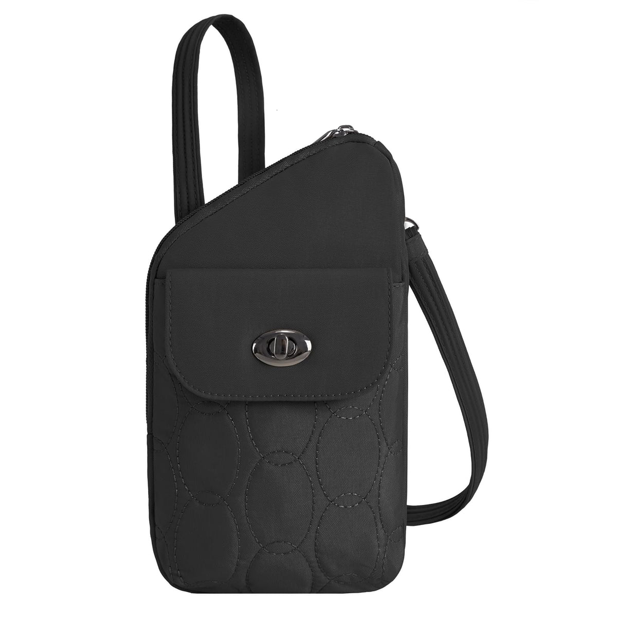 Travelon Handbag, 5.5” W X 10”H X 1.75”D, Black