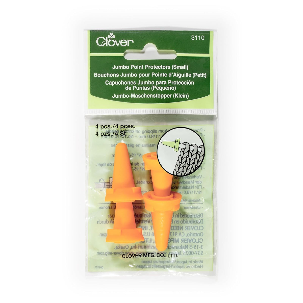 Clover Knitting Needle, 5" Height, 2.8" Length, 0.8" Width, Orange