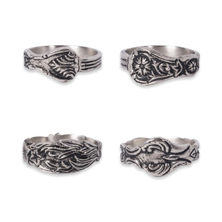 DII Design Decorative Assorted Silver Napkin Ring Set, One Size, Vintage Silver Spoon, 4 Piece
