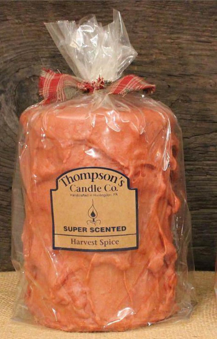 Thompson's Candle Co Super Scented LG (42 oz) Pillar Burns 200 Hrs Harvest Spice