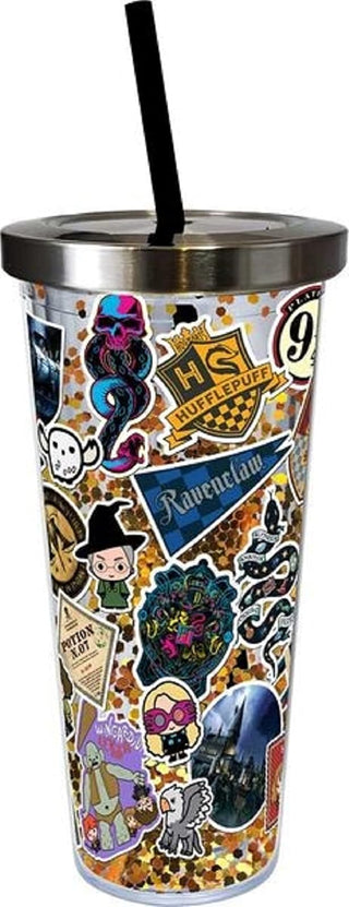 Spoontiques Harry Potter Sticker Art Glitter Cup, Gift for Kids and Adults, Holds Hot and Cold Beverages