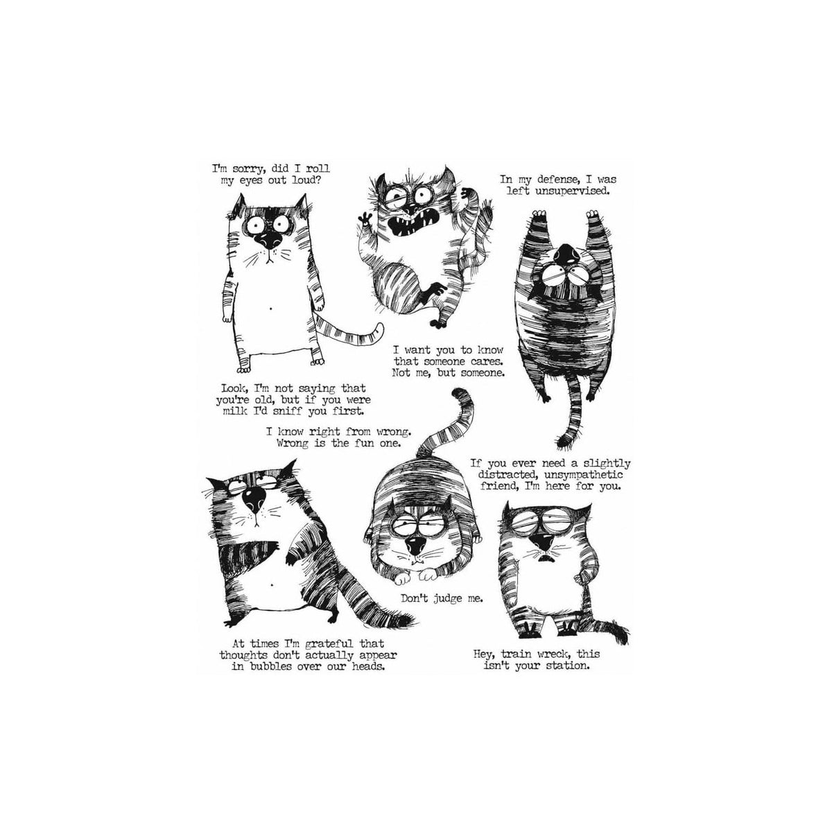 Stampers Anonymous Rubber Stamp, One Size, Snarky Cat