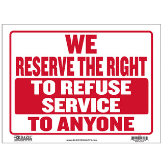 BAZIC PRODUCTS Signage, 11 Inches & Above, Red