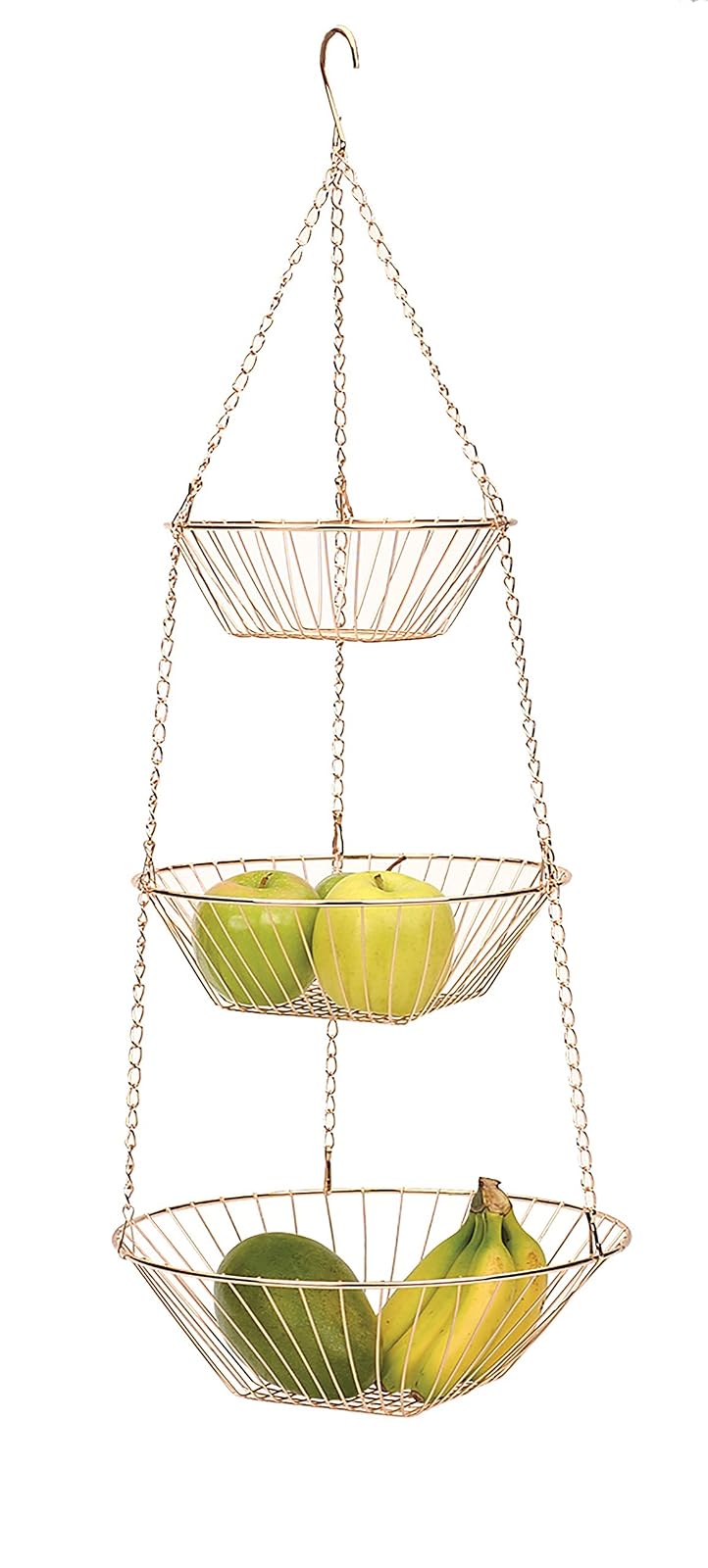RSVP International 3-Tier Hanging Wire Basket, Copper One Size