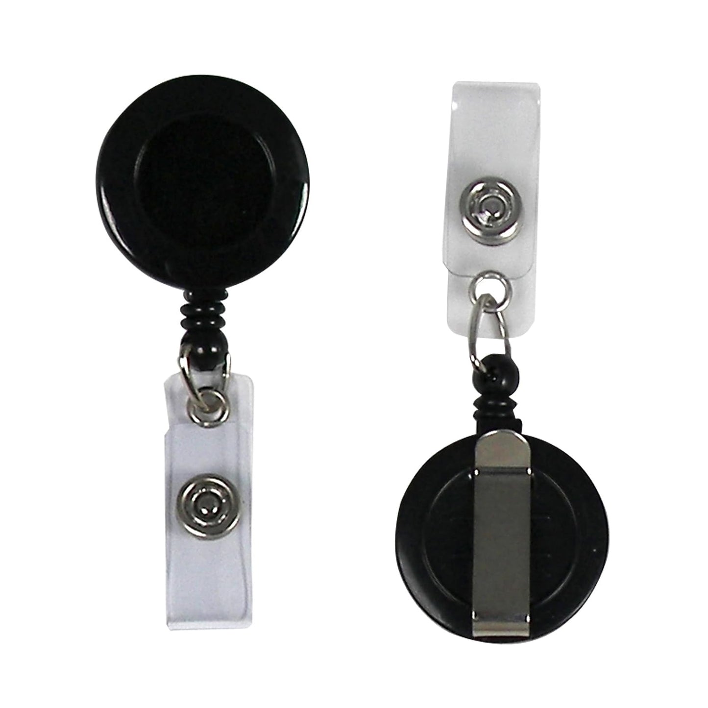 C-Line Retracting ID Card/Badge Reels, Belt Clip with Snap-On ID Strap, 30-Inch Cord, Black, 25-Pack (89221)