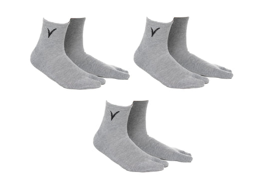 3 Pairs Thicker V-Toe Flip-Flop Tabi Big Toe Socks Casual or Athletic Grey Mini-Crew Men 8-10.5 Women 9.5-11.5
