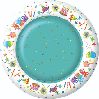 Boston International Ideal Home Range 8 Count Paper Dinner Plates, 10", Happy Day