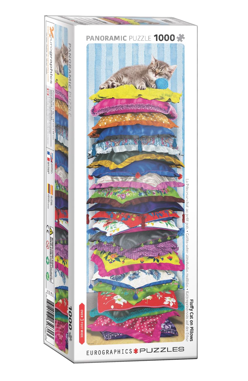 EuroGraphics Fluffy Kitty on Pillows Panoramic Puzzle 1000 Pieces for Adults (EG60105631)