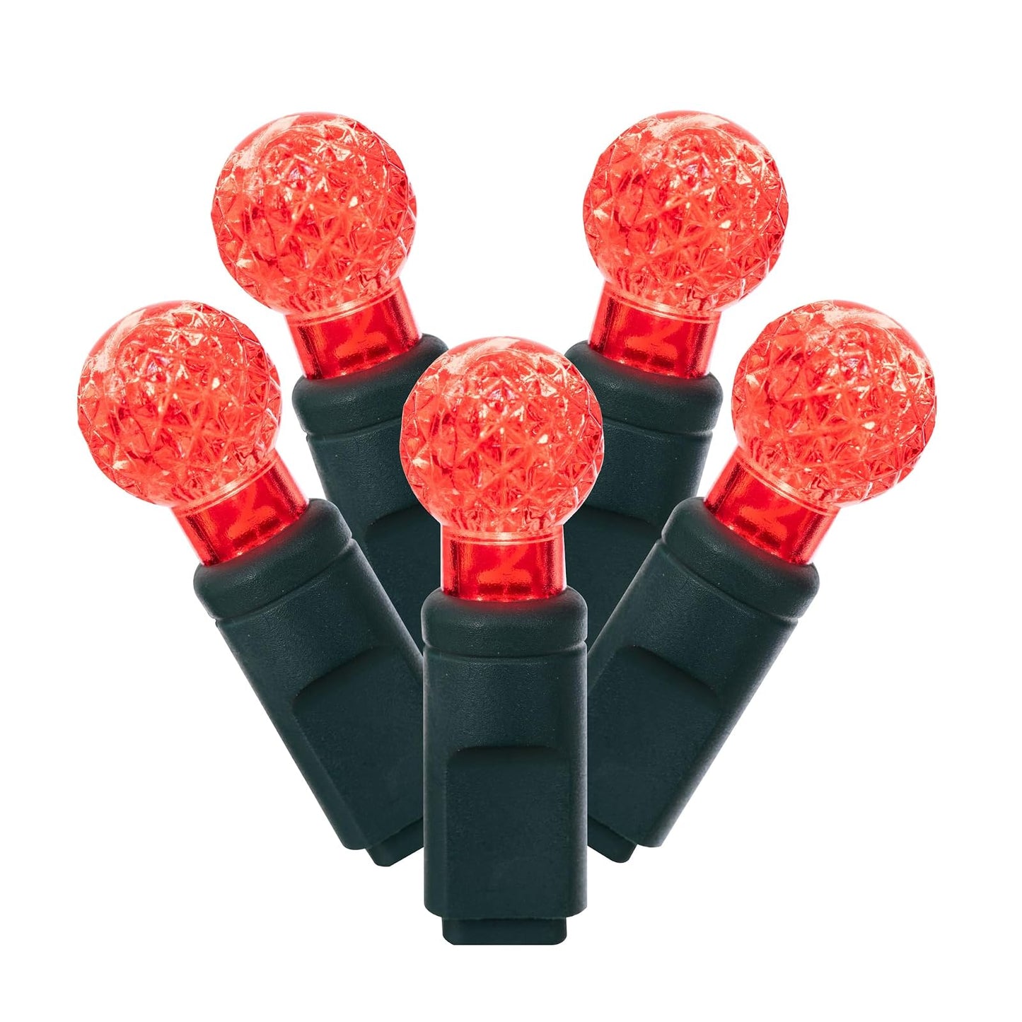 Vickerman 100 Count Single Mold G12 Berry LED Light Set with Green Wire, Red