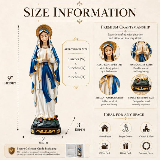 Comfy Hour 9 Inch Virgin Mary Statue, Praying Madonna Figurine, 1 Unit