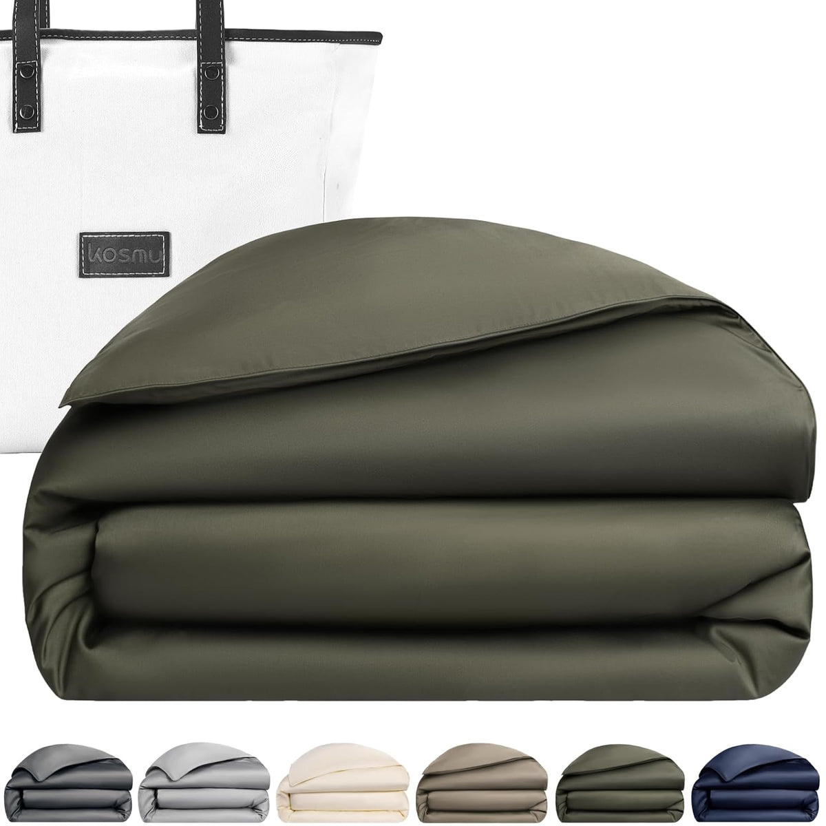 KOSMU Bed Linen Set, Queen, Duvet Cover / Olive