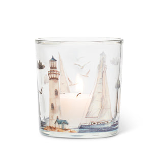 Abbott Collection Candle Holder, 3"H, Lighthouses & Sailboats