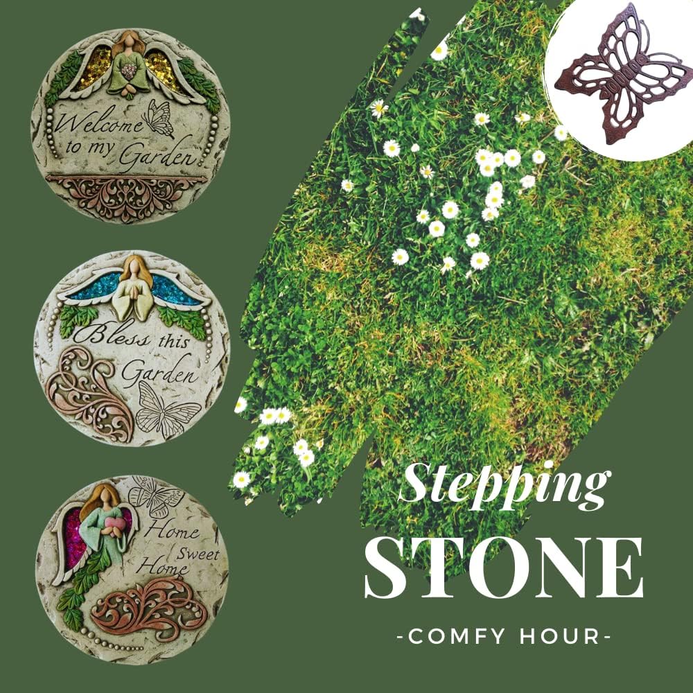 Comfy Hour Farmhouse Home Decor Collection Resin 15" Square Decorative Garden Stepping Stone