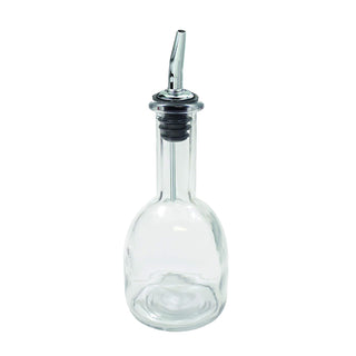 Tablecraft 10404 10 oz Glass Bottle Clear Glass, Stainless Steel Pourer 3癟聶 x 3癟聶 x 8癟聶
