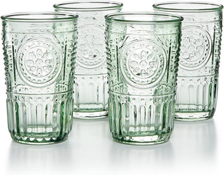 Bormioli Rocco 387595GRS021524 Romantic Tumbler, Set of 4, 10.25 oz, Pastel Green