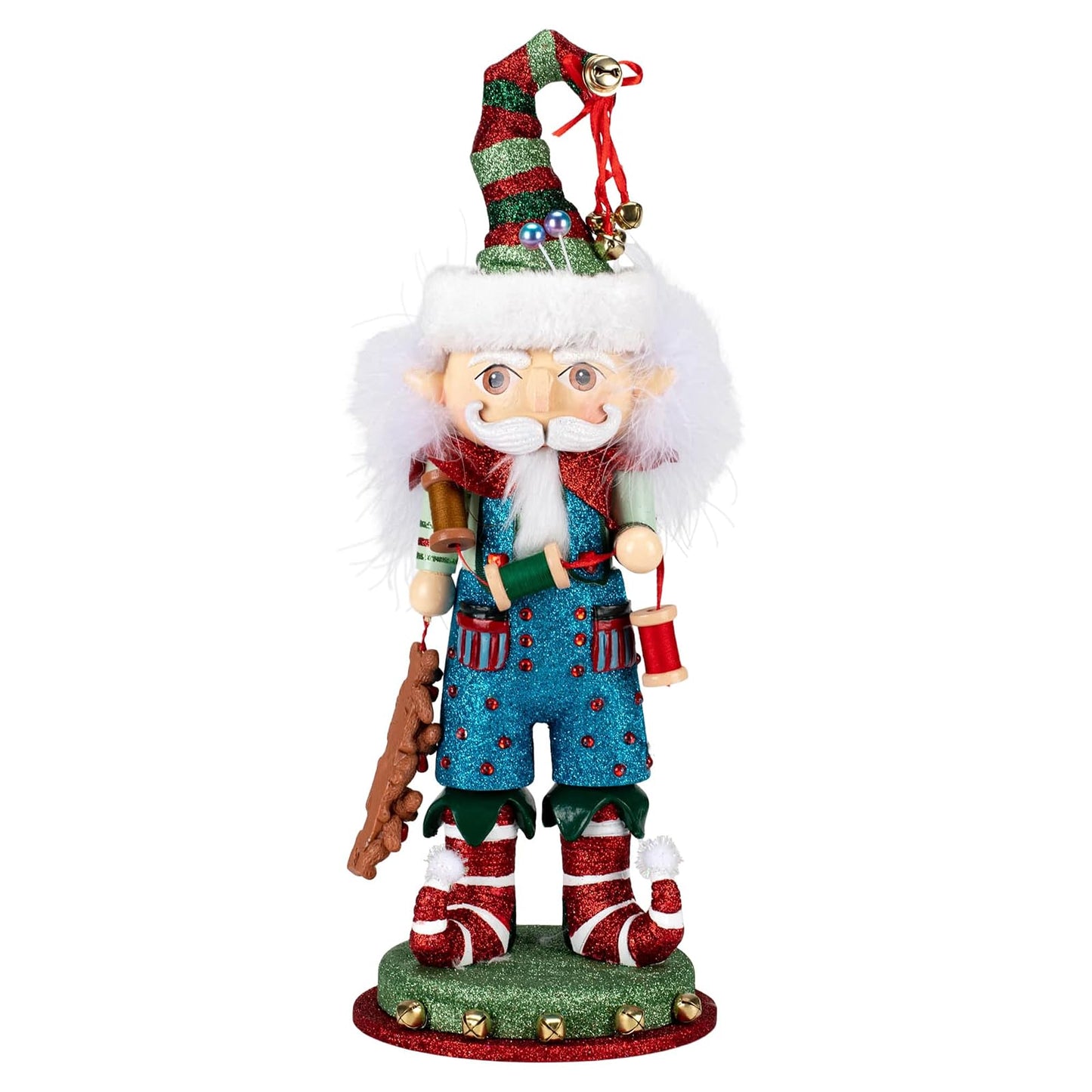 Kurt Adler Hollywood Nutcrackers Hollywood Elf with Teddy Bear Nutcracker, 15-Inches, Multi-Colored