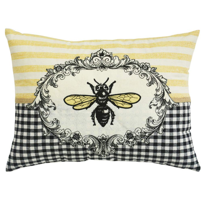 Comfy Hour Spring Bee & Flower Accent Pillow | 18×13" Polyester
