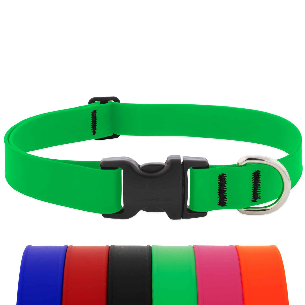LupinePet Animal Collar, Large: Adjusts from 16 to 28 in, 1-in wide, Neon Green